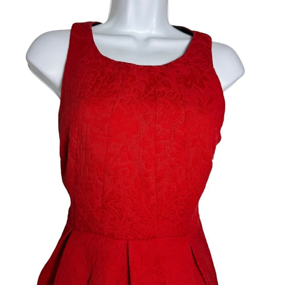 Moulinette Soeurs Red Jacquard Fit & Flare Dress Women’s Size 6 anthropologie - Picture 4 of 11